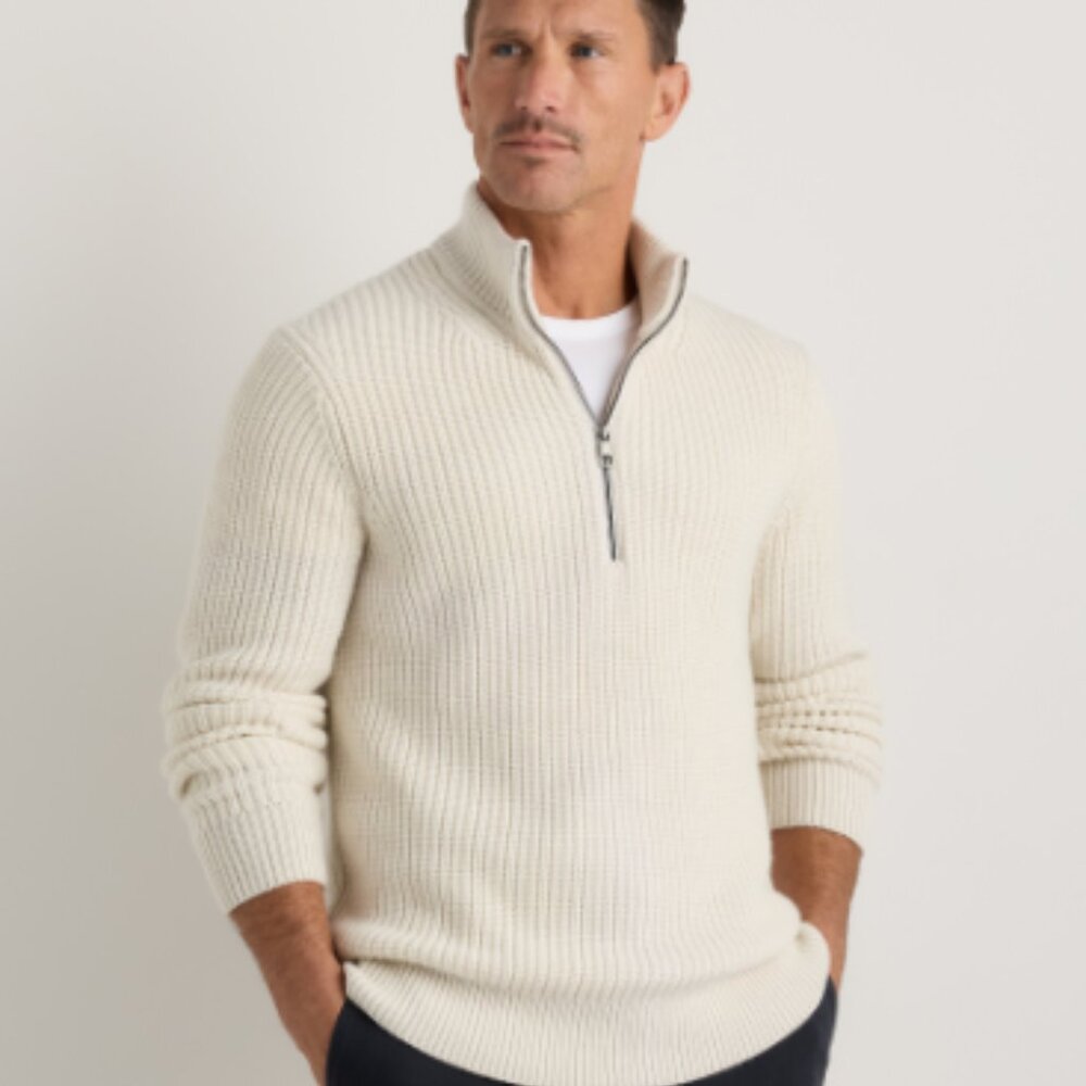 Quince Australian Merino Wool Half Zip Sweater